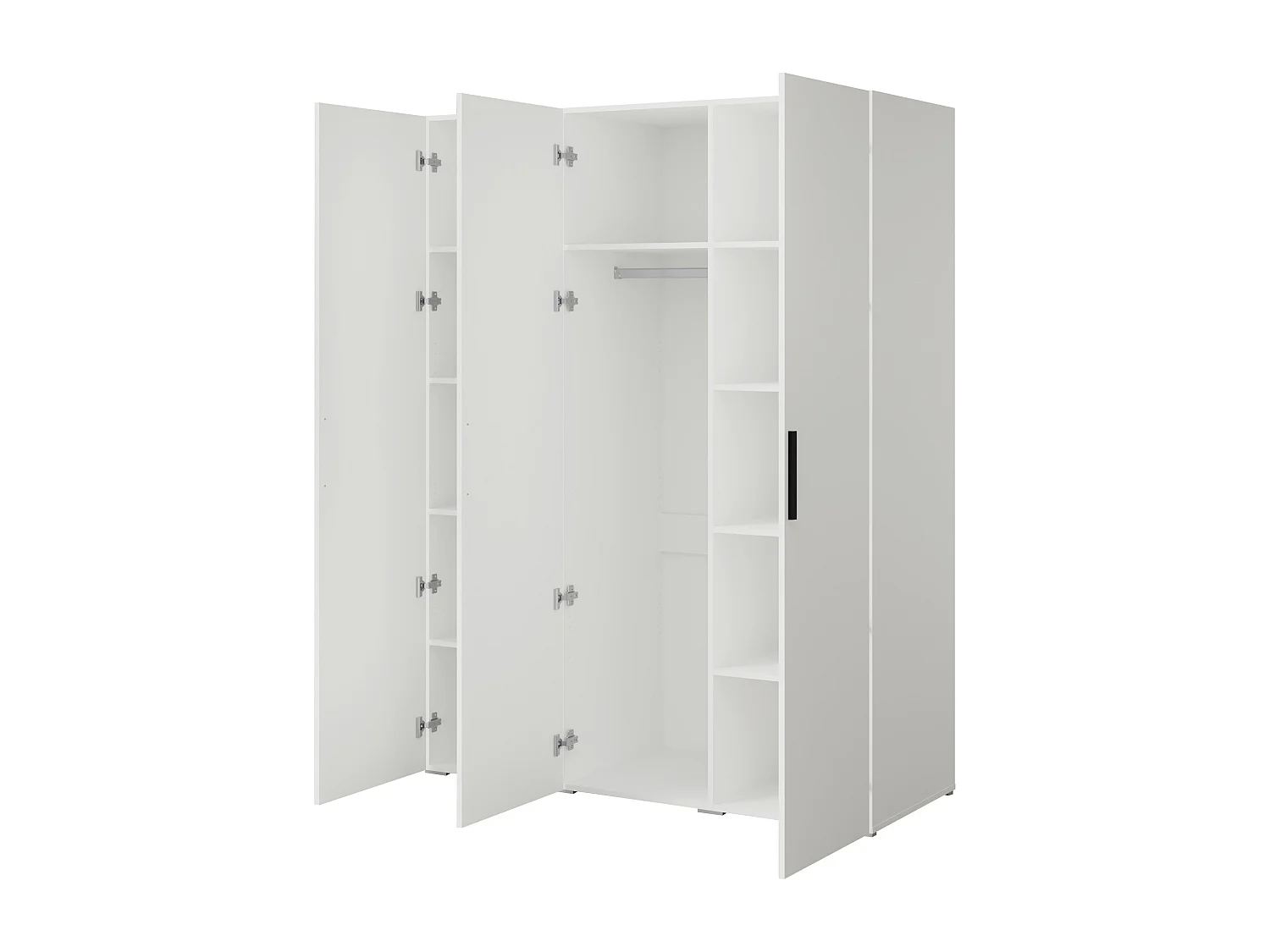 Drehtürenschrank Napoli 3D 150 Weiß (schwarzer oder goldener Griff)