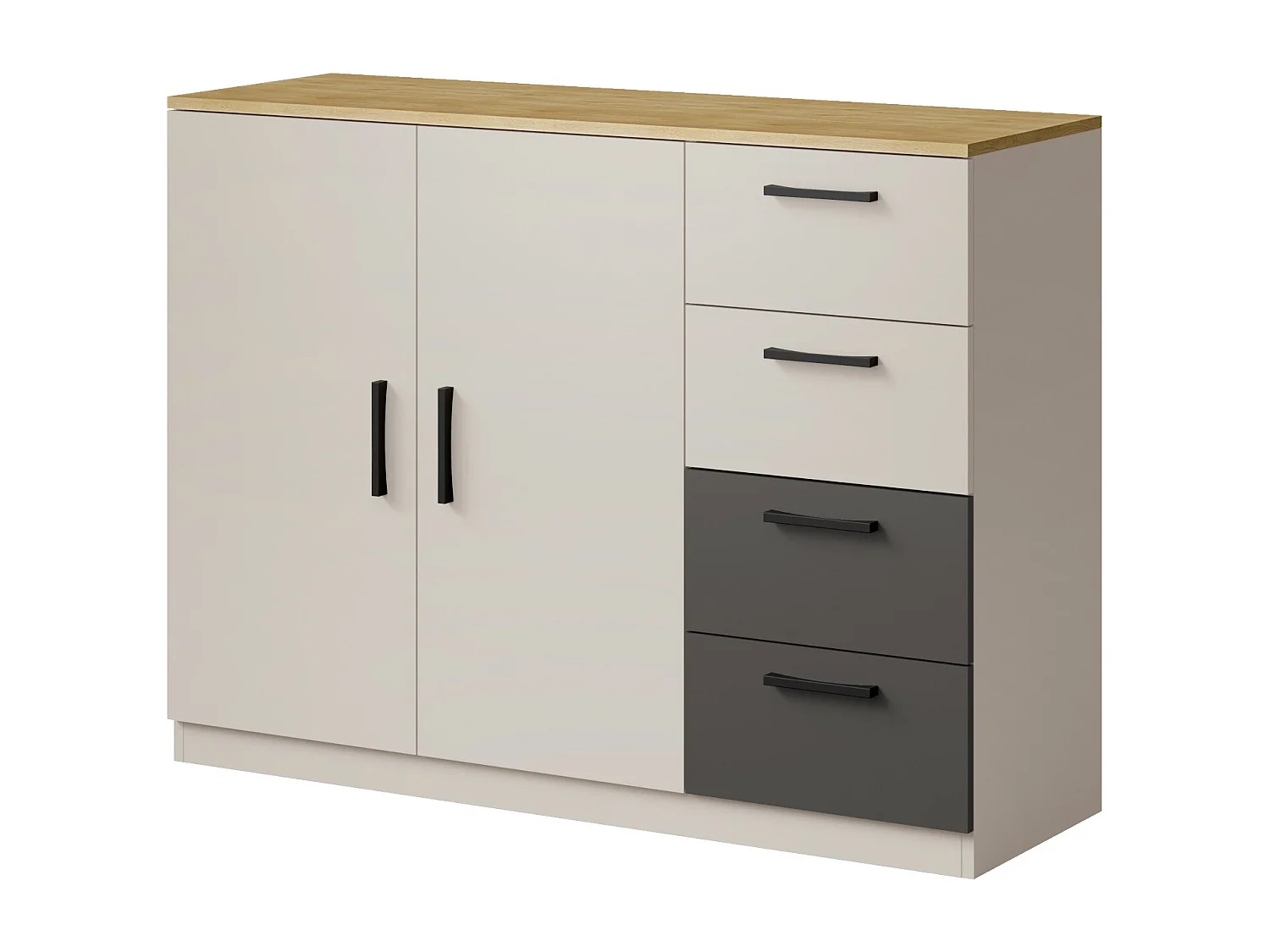 Kommode mit Schubladen Billz 2D4S 120 Kaschmir/Eiche Cremona