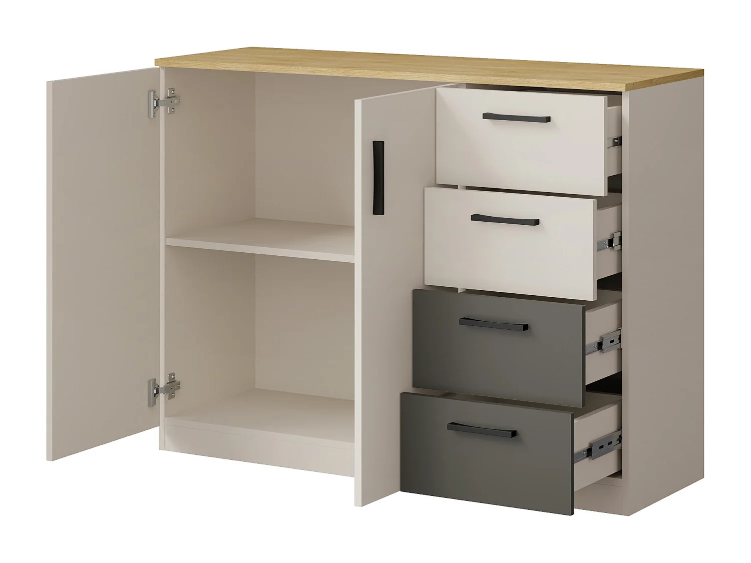 Kommode mit Schubladen Billz 2D4S 120 Kaschmir/Eiche Cremona