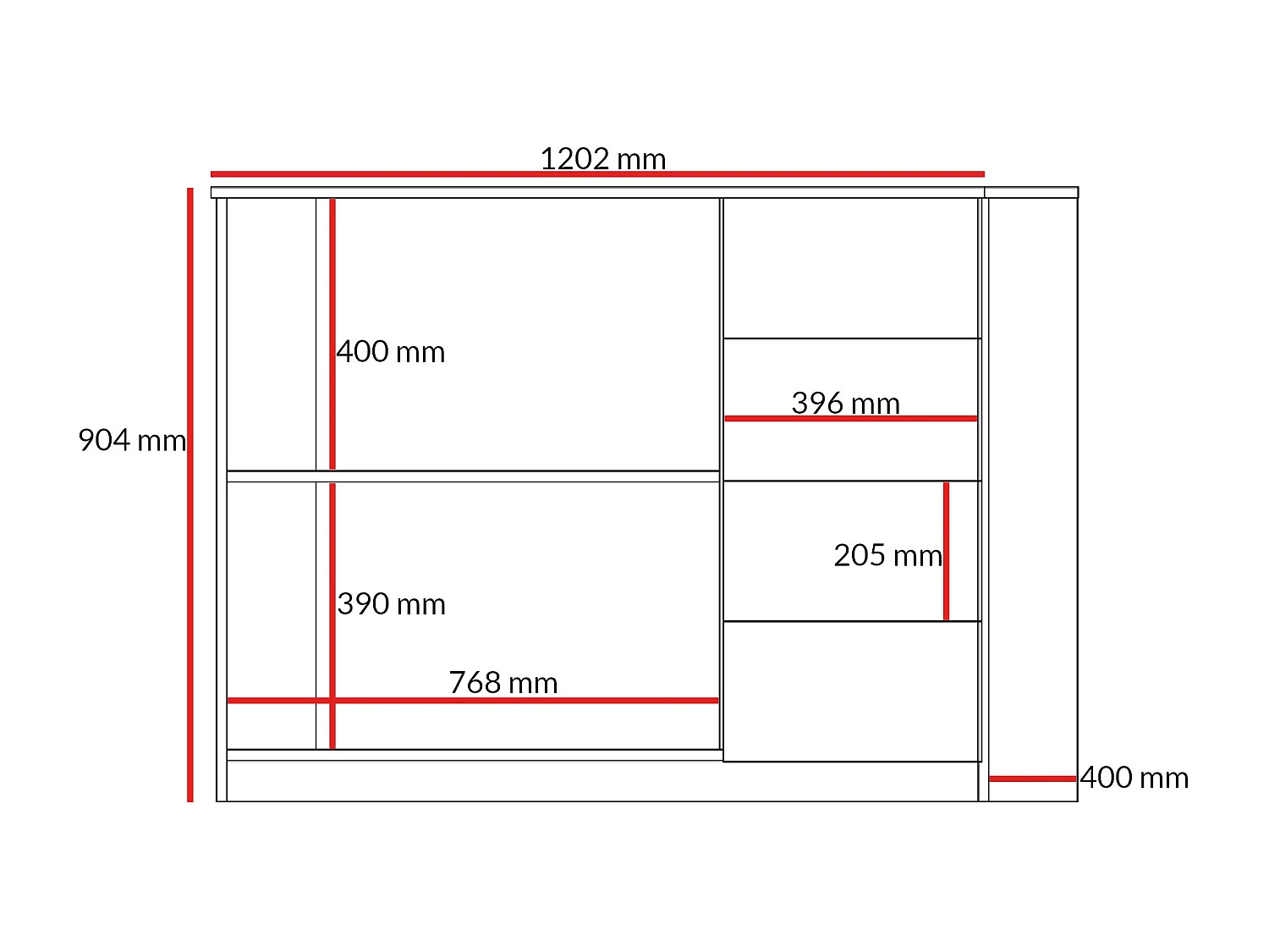 Kommode mit Schubladen Billz 2D4S 120 Kaschmir/Eiche Cremona