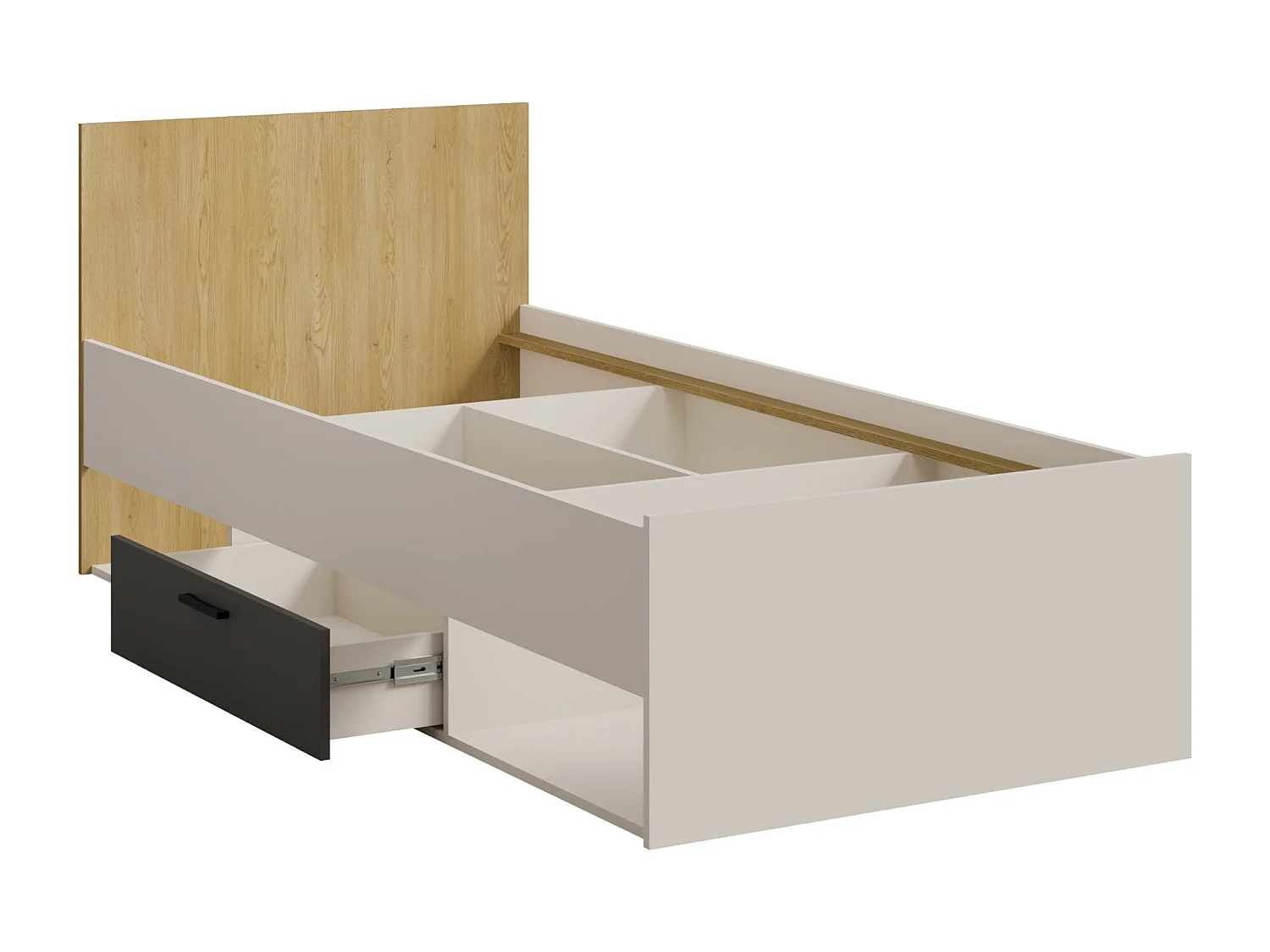 Jugendbett mit Schubladen Billz 90x200 Kaschmir/Eiche Cremona