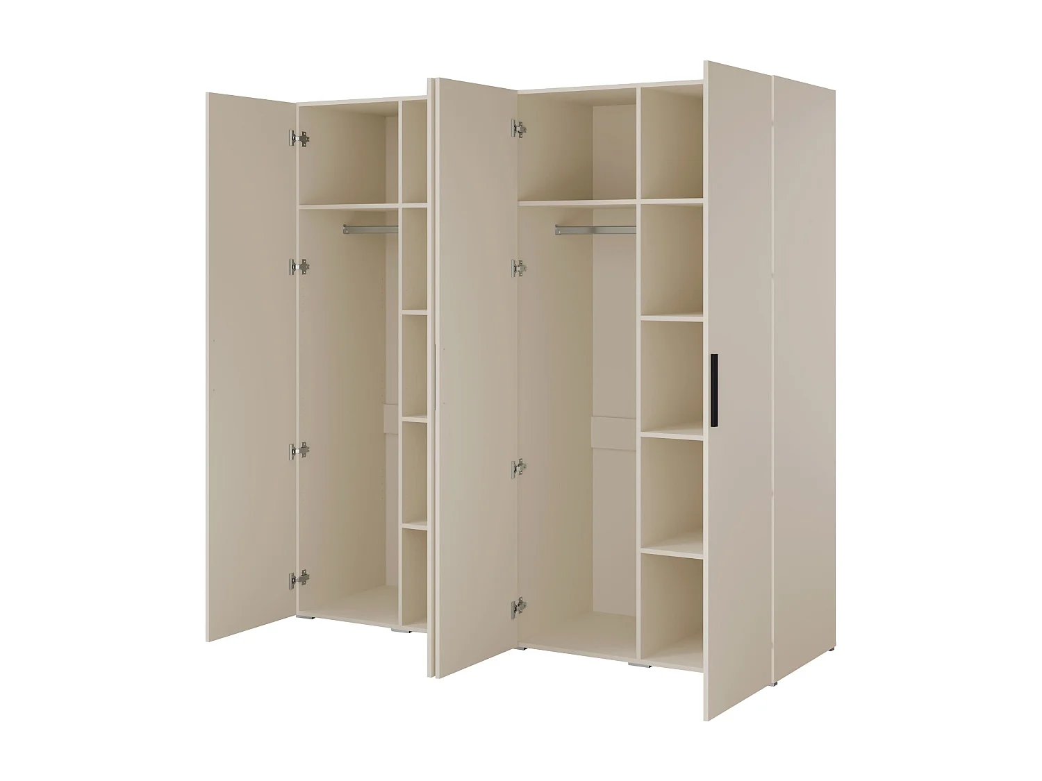 Drehtürenschrank Napoli 4D 200 Kaschmir (schwarzer oder goldener Griff)