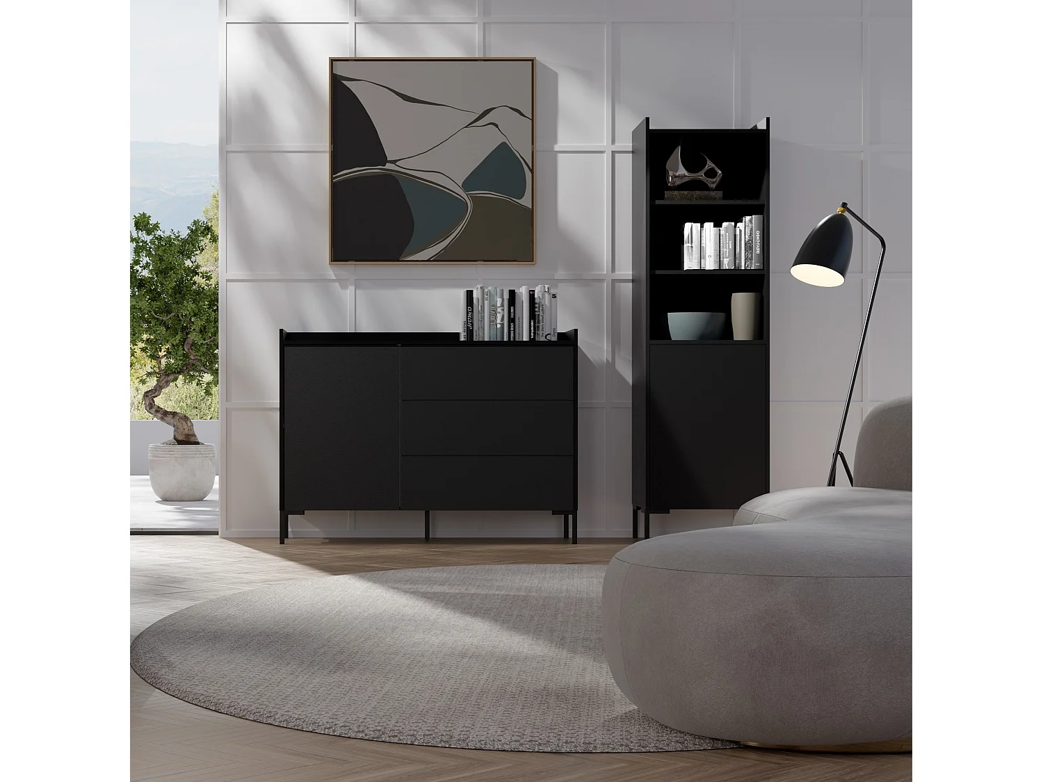 Regal mit Klapptüren Liam 50 Schwarz