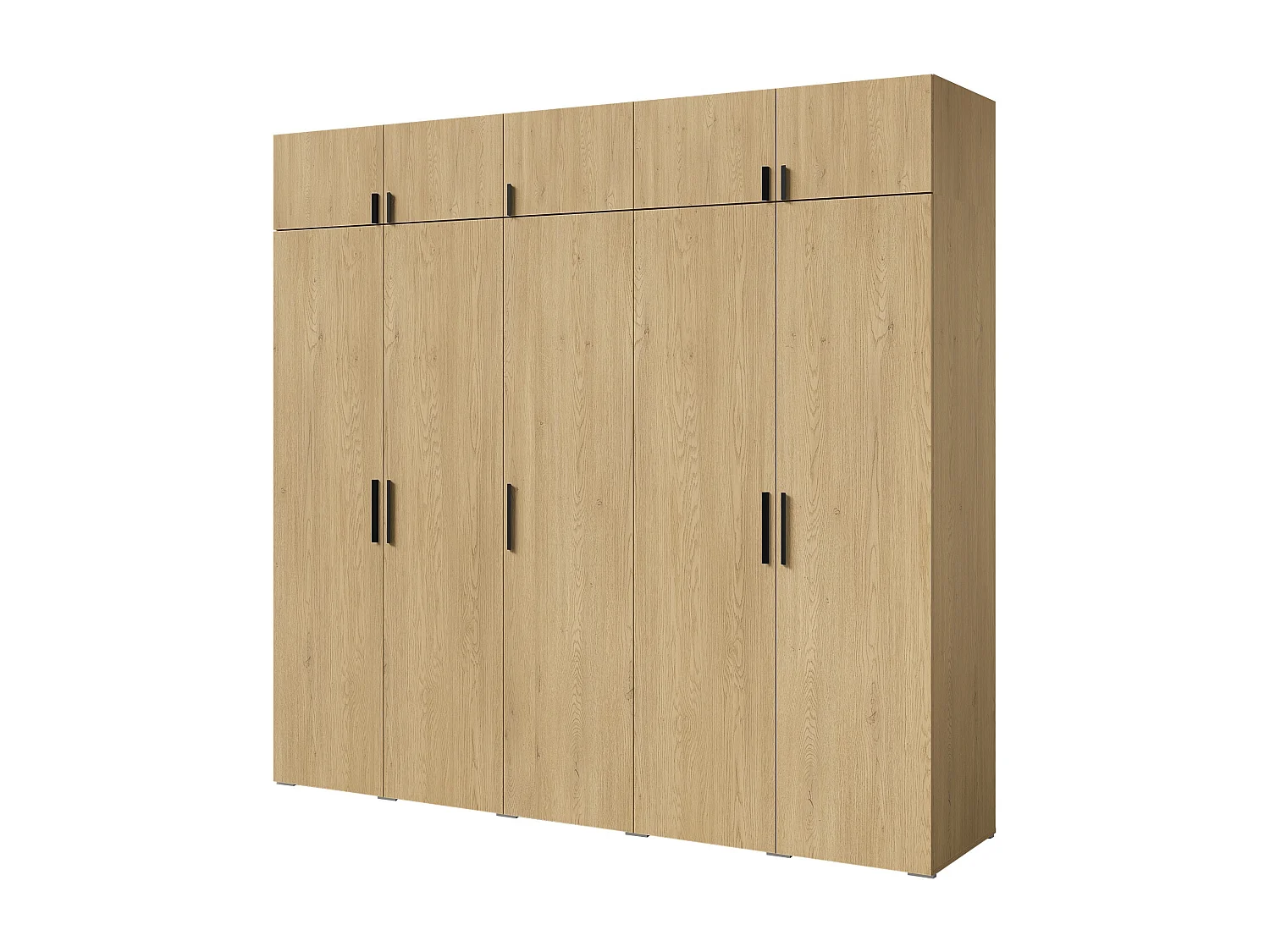 Drehtürenschrank mit Aufsatz Napoli 5D 250 Eiche Cremona (schwarzer oder goldener Griff)