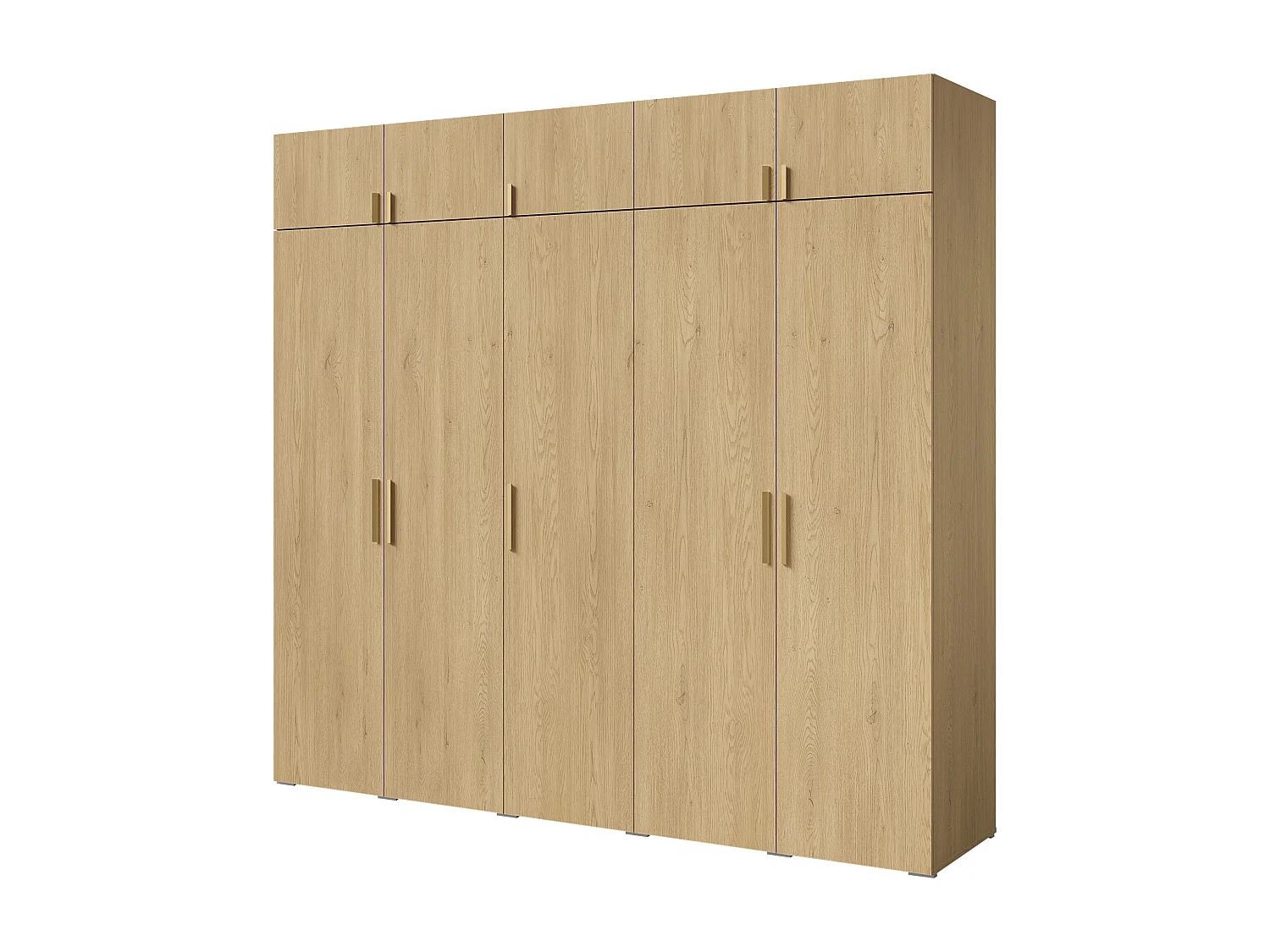 Drehtürenschrank mit Aufsatz Napoli 5D 250 Eiche Cremona (schwarzer oder goldener Griff)