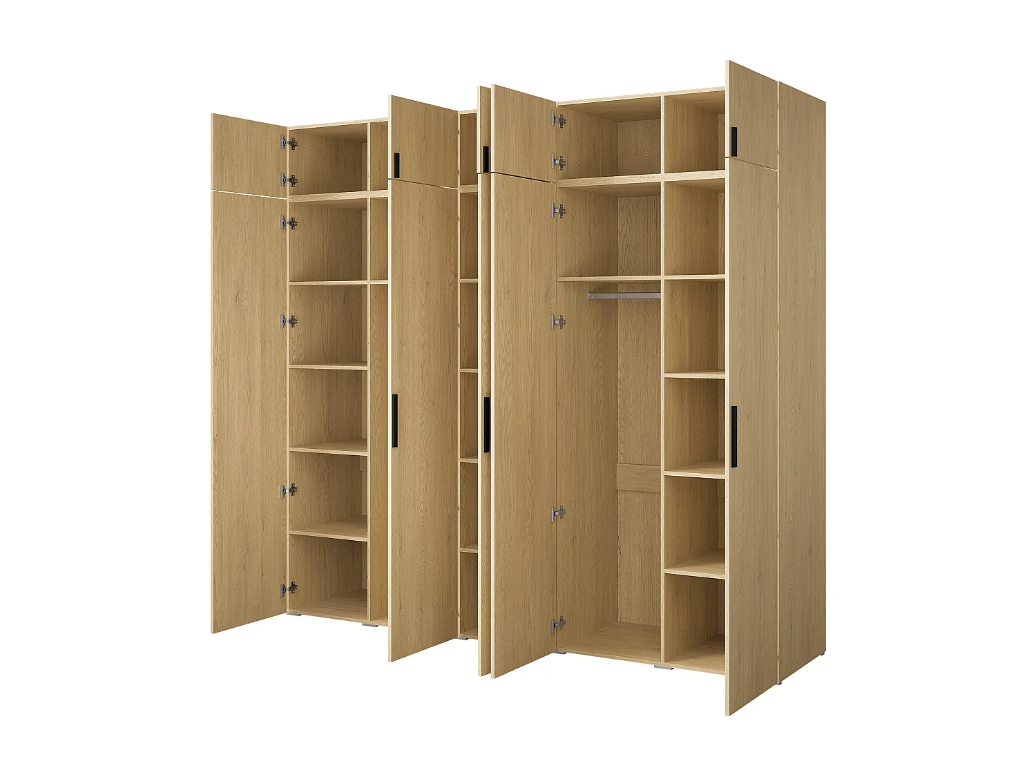 Drehtürenschrank mit Aufsatz Napoli 5D 250 Eiche Cremona (schwarzer oder goldener Griff)