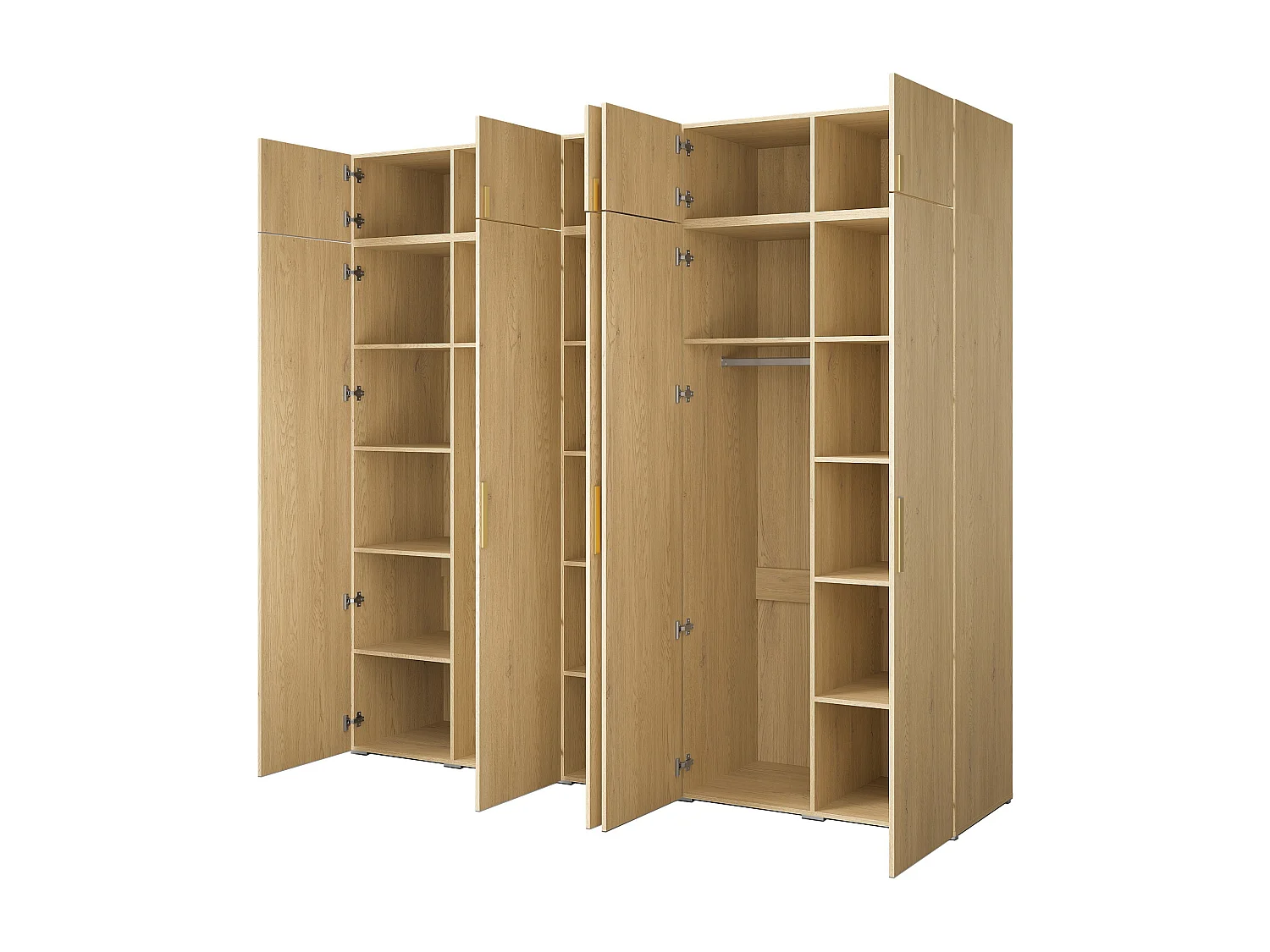 Drehtürenschrank mit Aufsatz Napoli 5D 250 Eiche Cremona (schwarzer oder goldener Griff)