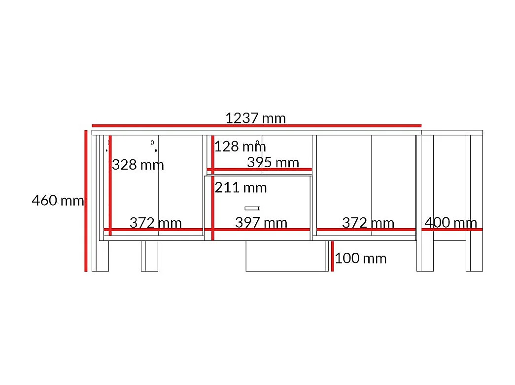 TV-Schrank stehend Ethan 2D1S 120 Eiche Cremona