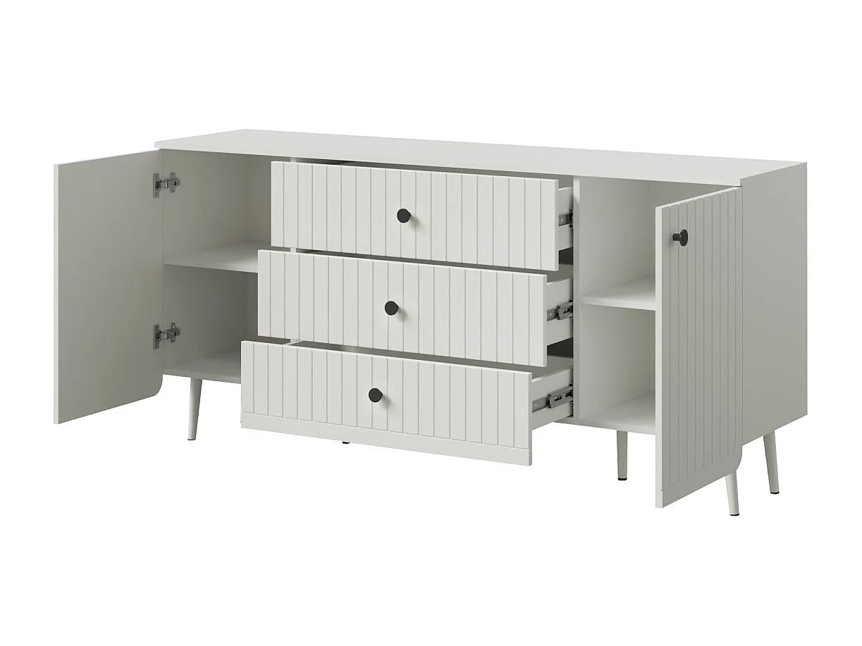 Kommode mit Schubladen Chloe 2D3S 165 Weiß (schwarzer oder goldener Griff)