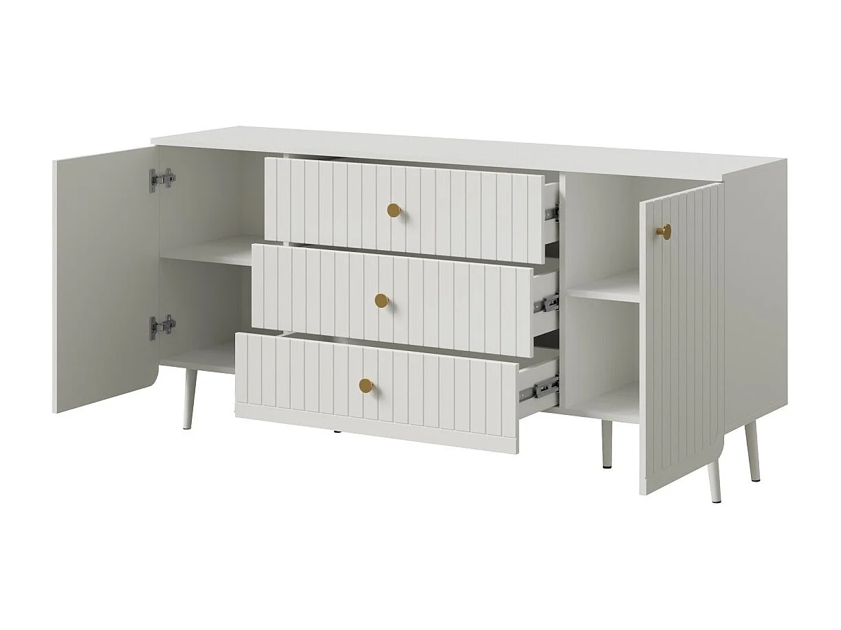 Kommode mit Schubladen Chloe 2D3S 165 Weiß (schwarzer oder goldener Griff)