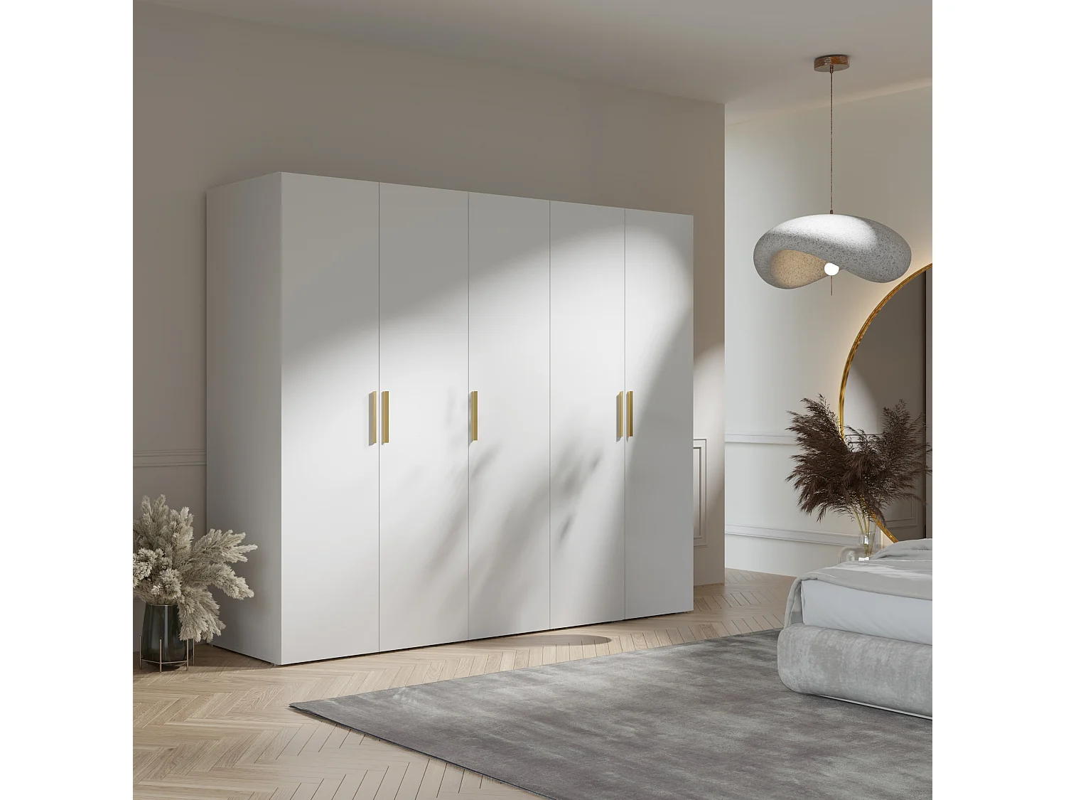 Szafa uchylna Napoli 5D 250 Biała (czarny lub złoty uchwyt)