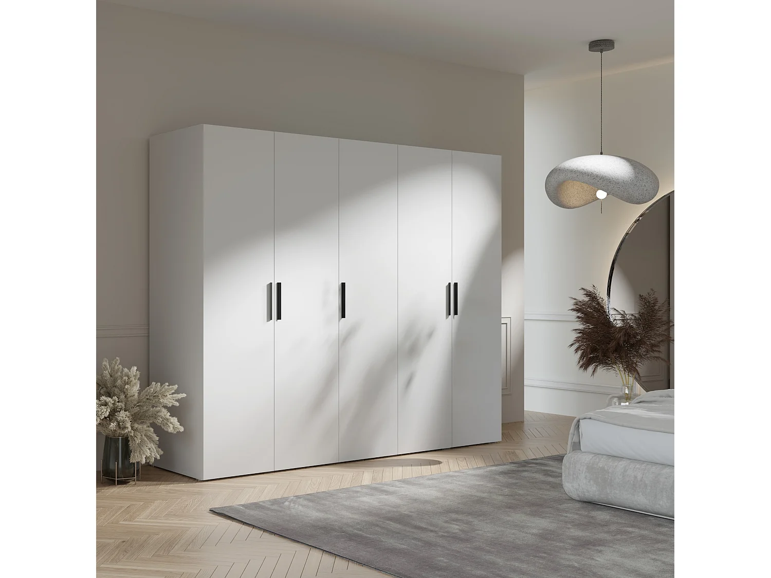 Szafa uchylna Napoli 5D 250 Biała (czarny lub złoty uchwyt)