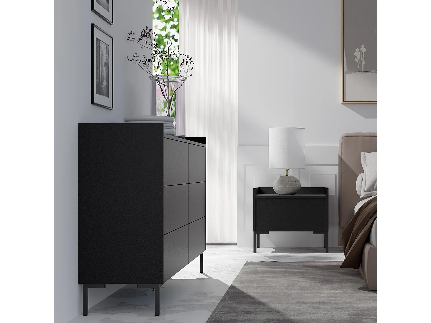 Kommode mit Schubladen Liam 6S 150 Schwarz