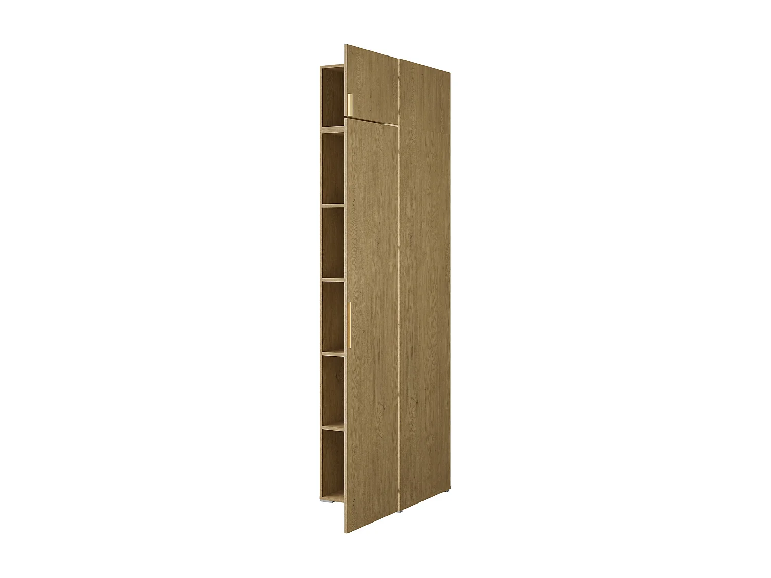 Drehtürenschrank mit Einlegeböden und Aufsatz Napoli 1D 50 Eiche Cremona (schwarzer oder goldener Griff)