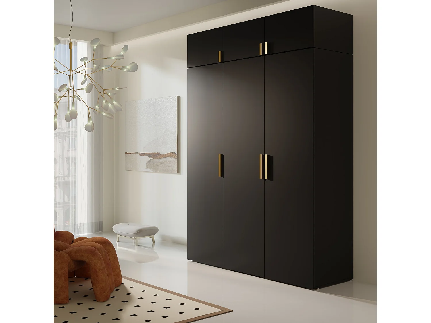 Aufsatz für Schrank Napoli 3D 150 Schwarz (schwarzer oder goldener Griff)