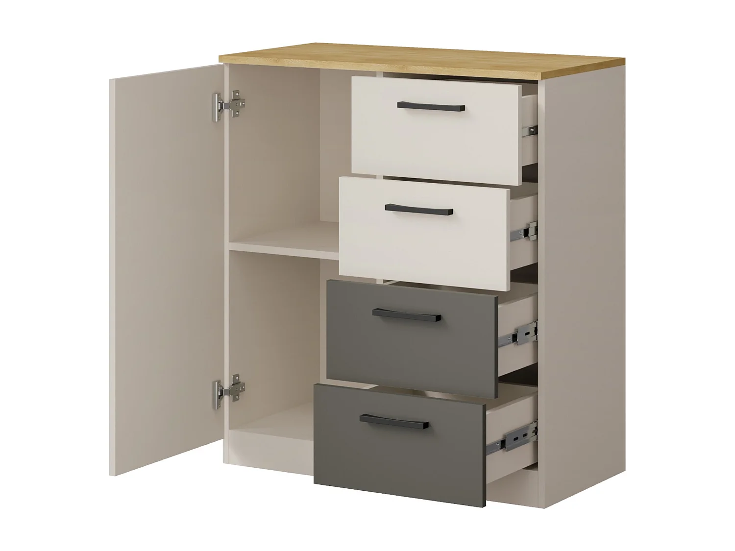 Kommode mit Schubladen Billz 1D4S 80 Kaschmir/Eiche Cremona