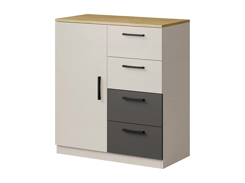Kommode mit Schubladen Billz 1D4S 80 Kaschmir/Eiche Cremona