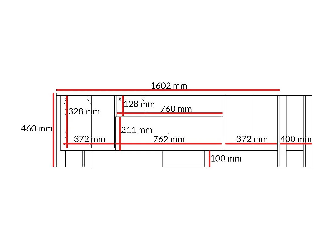 TV-Schrank stehend Ethan 2D1S 160 Eiche Cremona