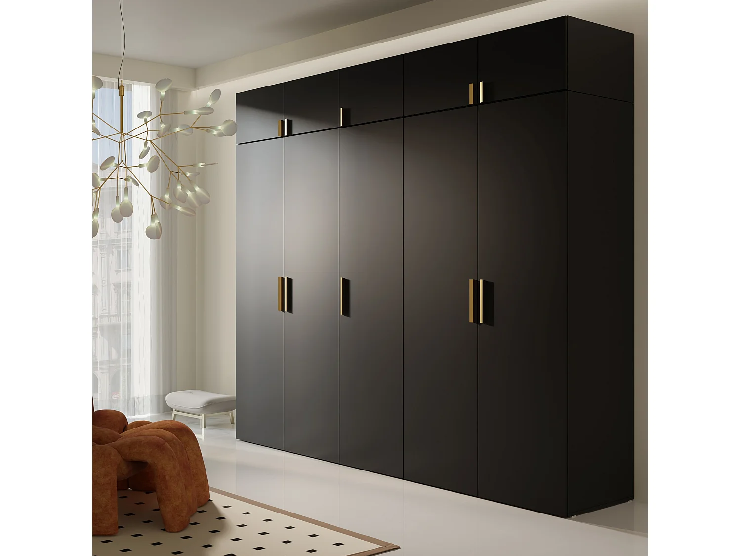 Aufsatz für Schrank Napoli 5D 250 Schwarz (schwarzer oder goldener Griff)