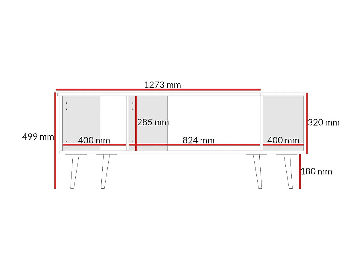 TV-Lowboard Chloe 3D 125 Weiß (schwarzer oder goldener Griff)