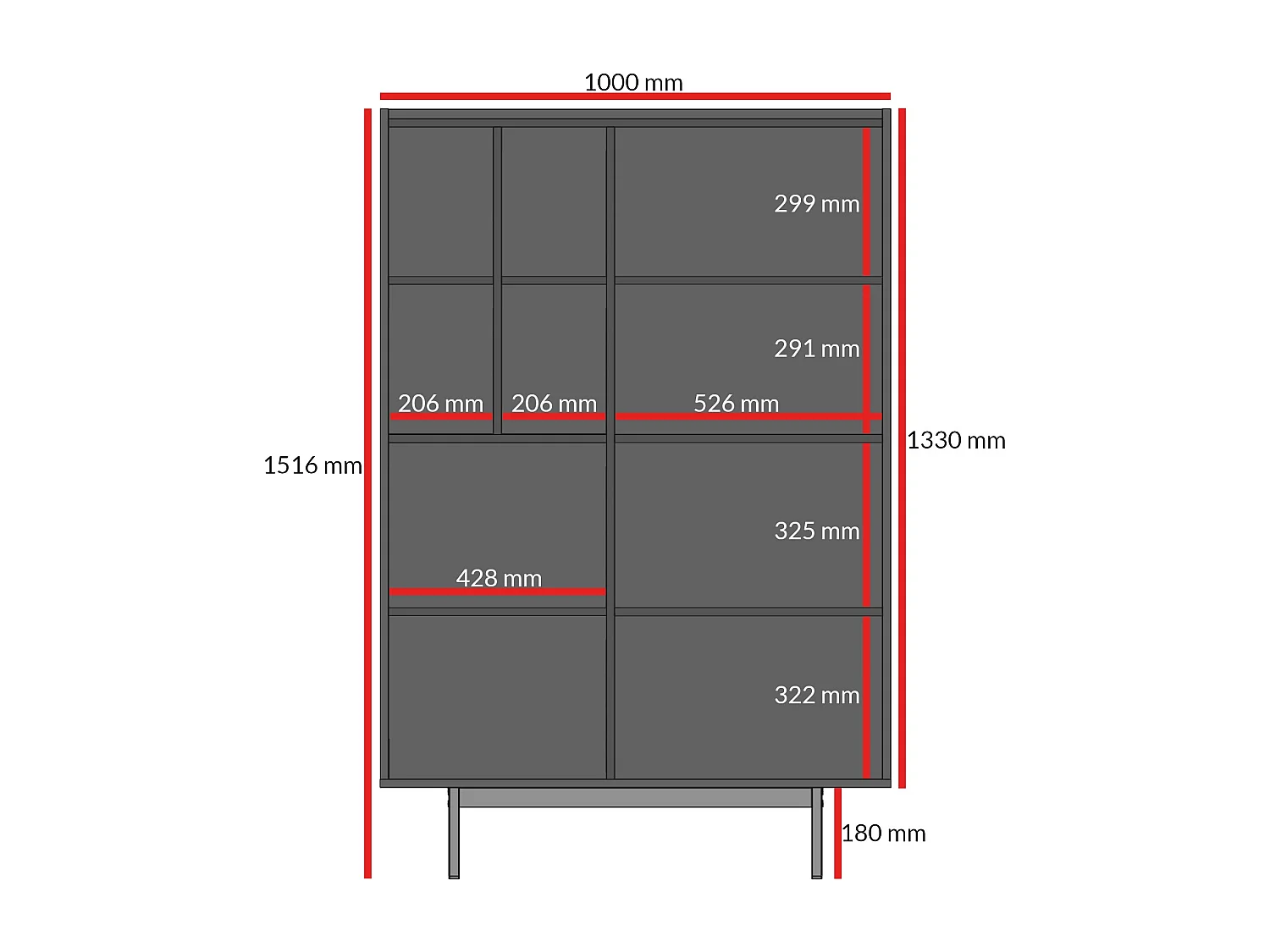 Regal mit Klapptüren Noel 100 Kaschmir/Cremona-Eiche