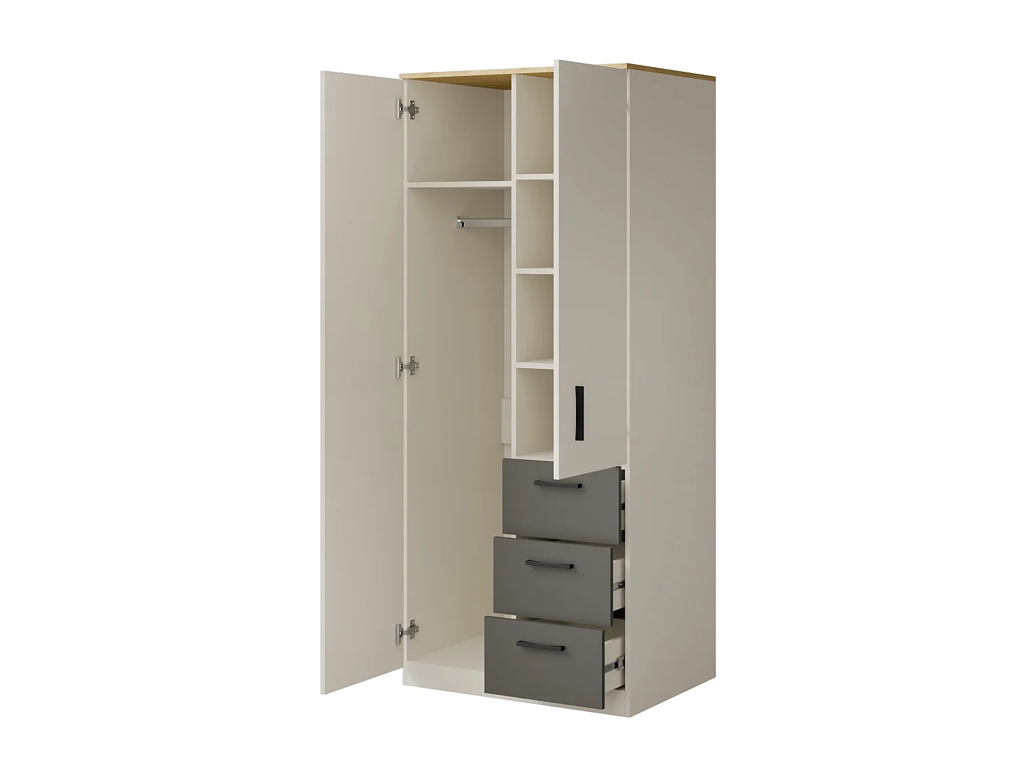 Schrank mit Schubladen Billz 2D3S 80 Kaschmir/Eiche Cremona