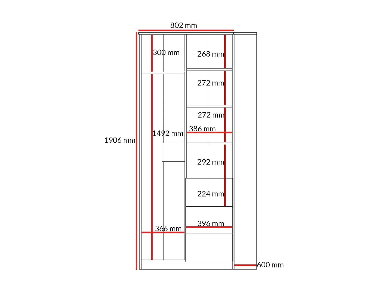 Schrank mit Schubladen Billz 2D3S 80 Kaschmir/Eiche Cremona