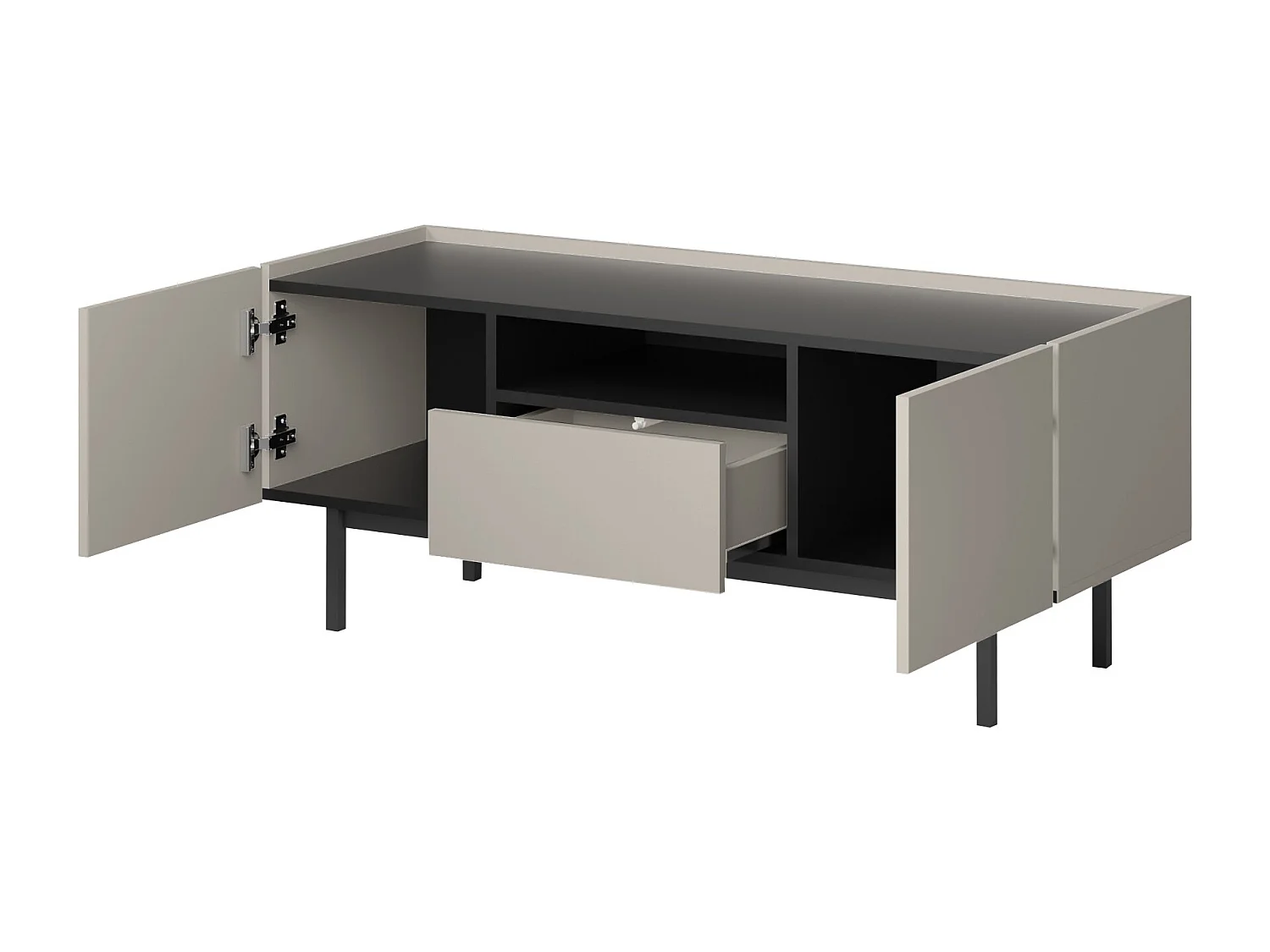 TV-Lowboard Noel 120 Kaschmir/ Schwarz (stehend)