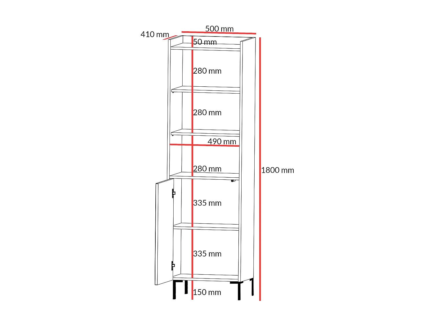 Regal mit Klapptüren Liam 50 Weiß