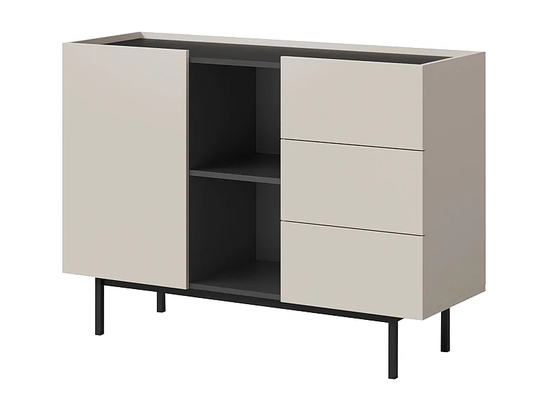 Kommode mit Schubladen Noel 1D3S 120 Kaschmir / Schwarz