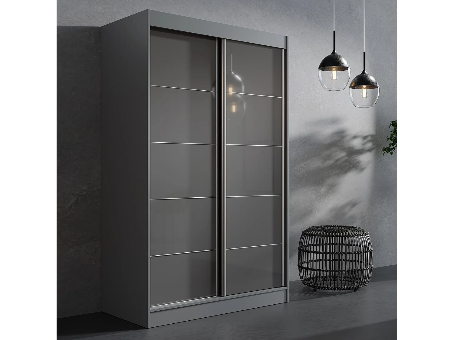 Schiebetürenchrank Como 2D 120 Grau (lacobel)