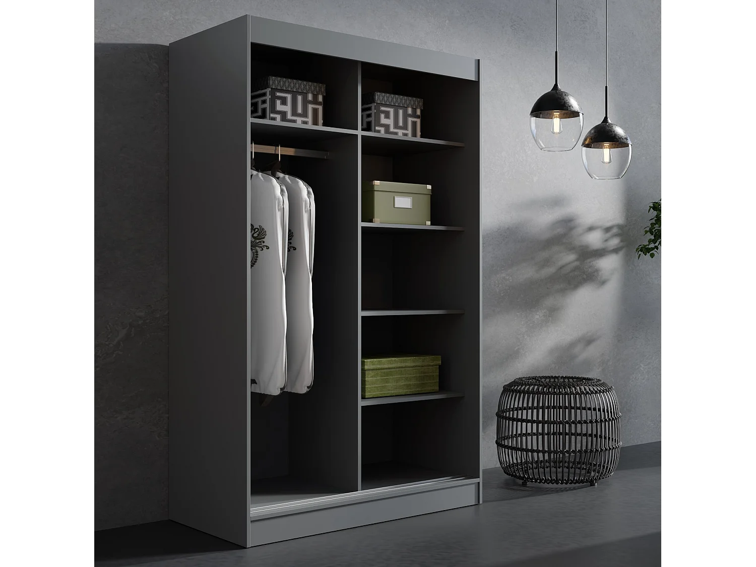 Schiebetürenchrank Como 2D 120 Grau (lacobel)