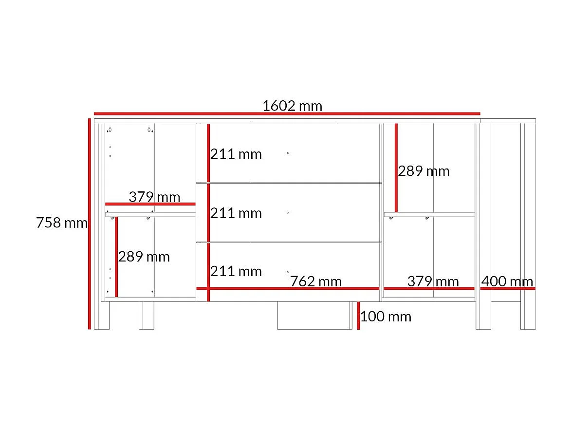 Dressoir met lades Ethan 2D3S 160 Cremona Eiken