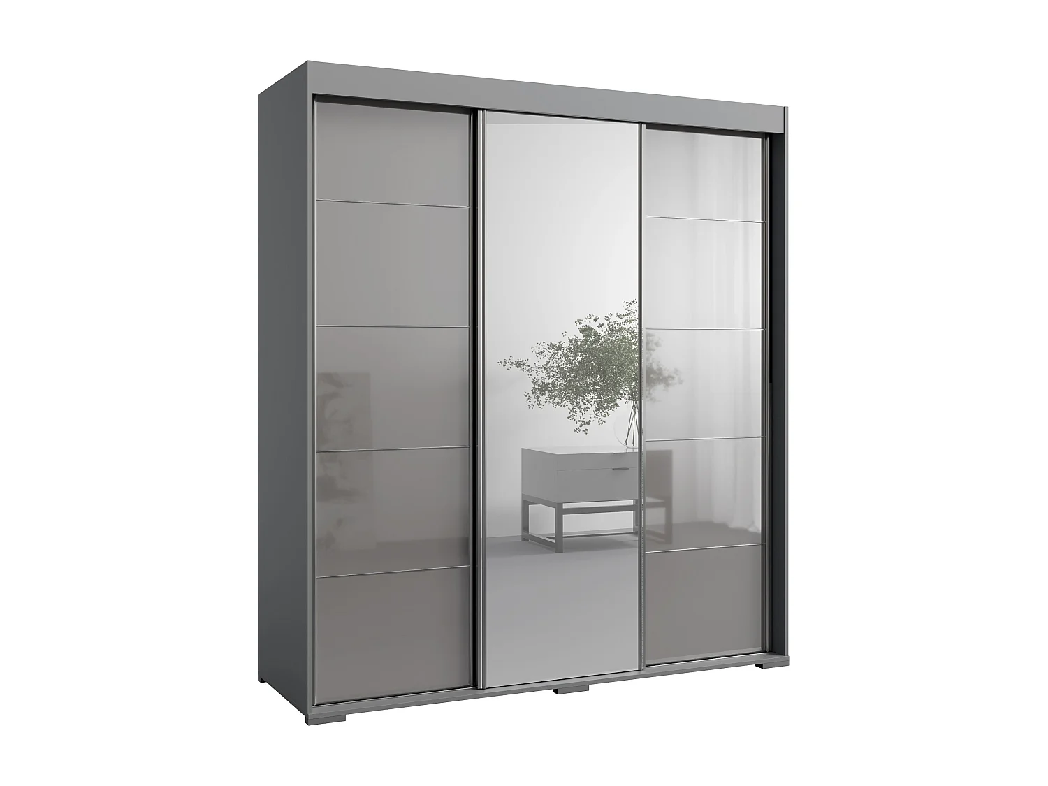 Szafa przeuwna z lutrem Como 3D1L 180 Szara (lacobel)