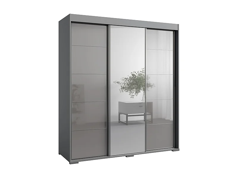 Szafa przeuwna z lutrem Como 3D1L 180 Szara (lacobel)