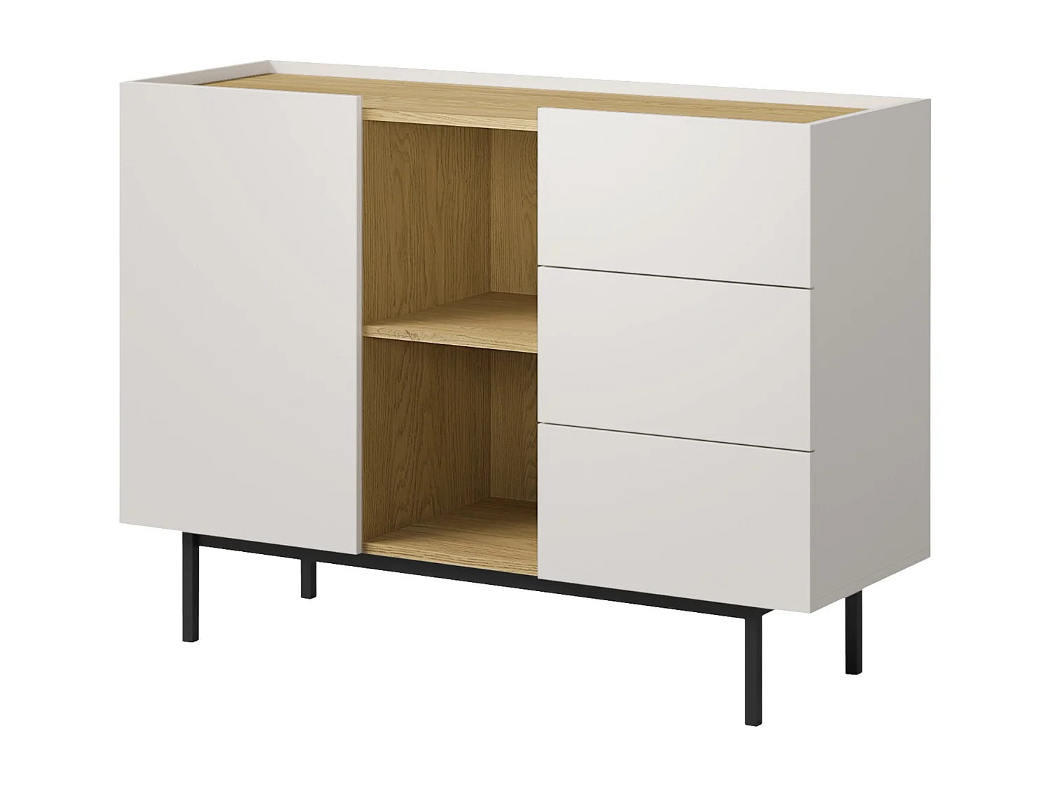 Kommode mit Schubladen Noel 1D3S 120 Kaschmir / Cremona-Eiche