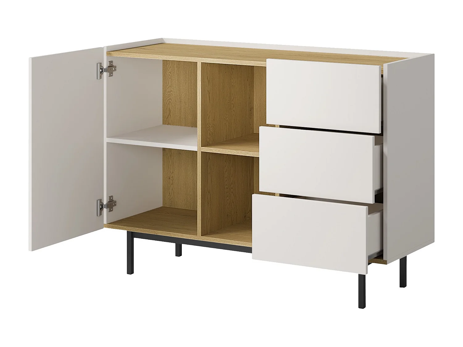 Kommode mit Schubladen Noel 1D3S 120 Kaschmir / Cremona-Eiche