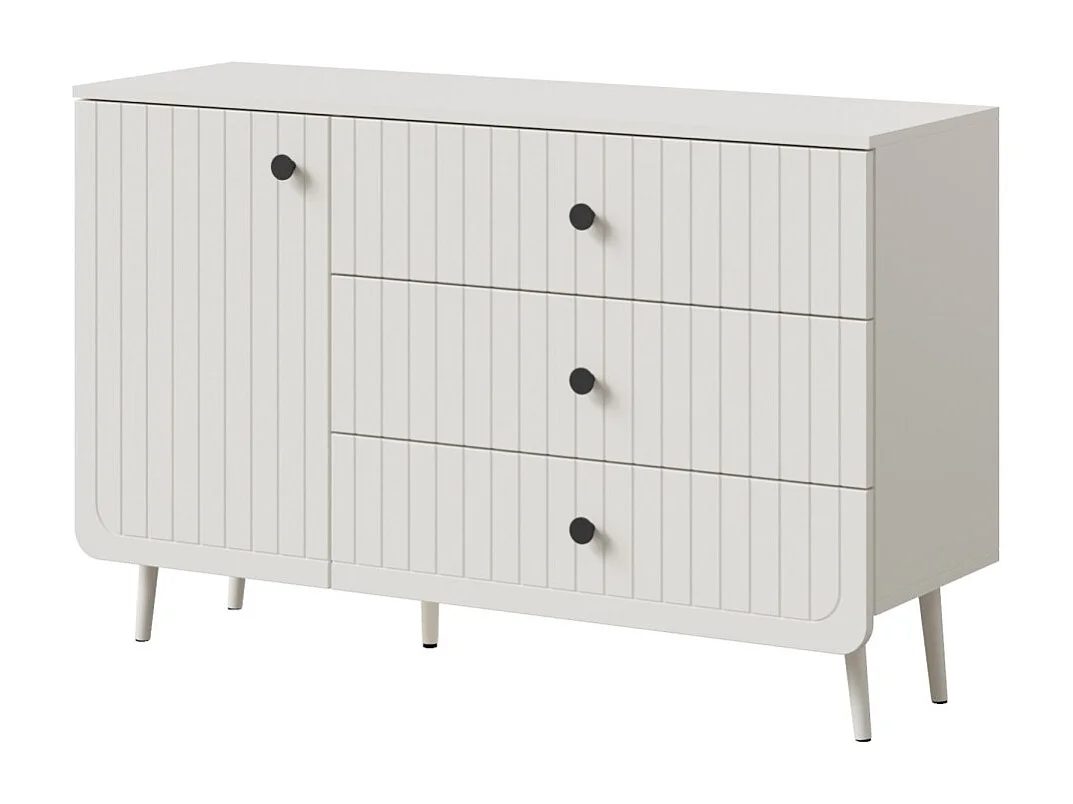 Kommode mit Schubladen Chloe 1D3S 120 Weiß (schwarzer oder goldener Griff)