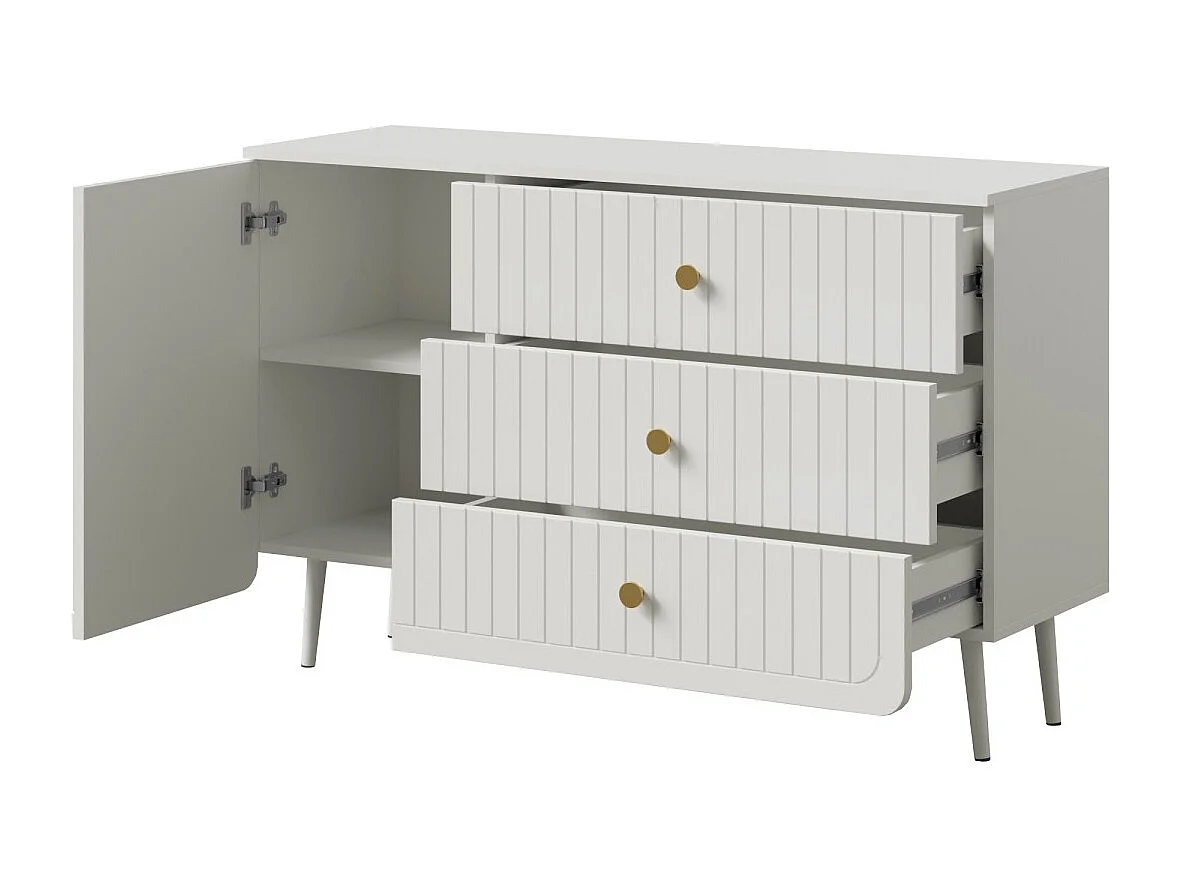 Kommode mit Schubladen Chloe 1D3S 120 Weiß (schwarzer oder goldener Griff)