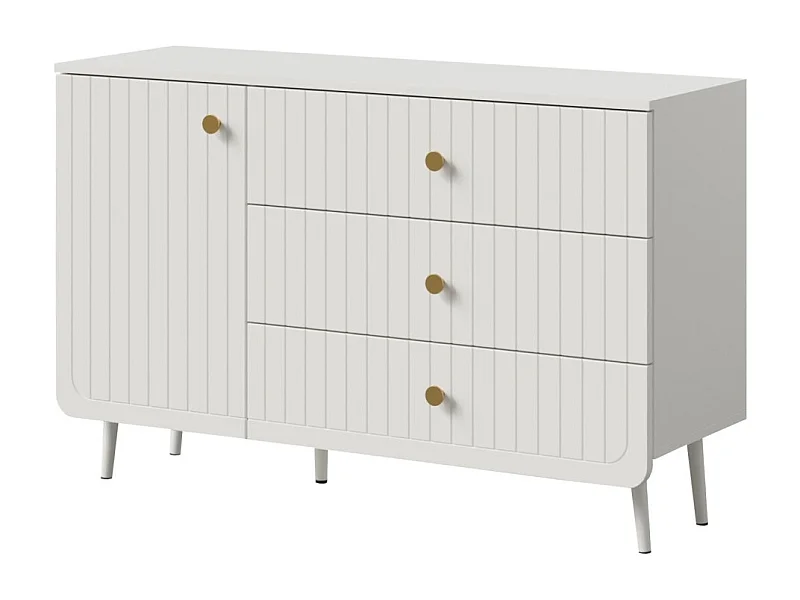 Kommode mit Schubladen Chloe 1D3S 120 Weiß (schwarzer oder goldener Griff)