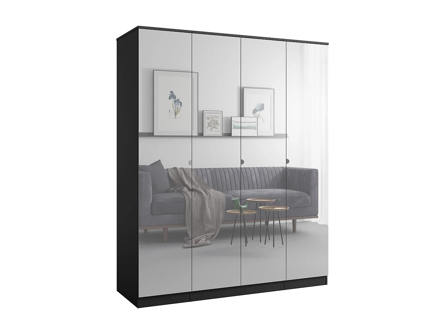 Szafa uchylna z lustrem Monza 4D 160 Czarna