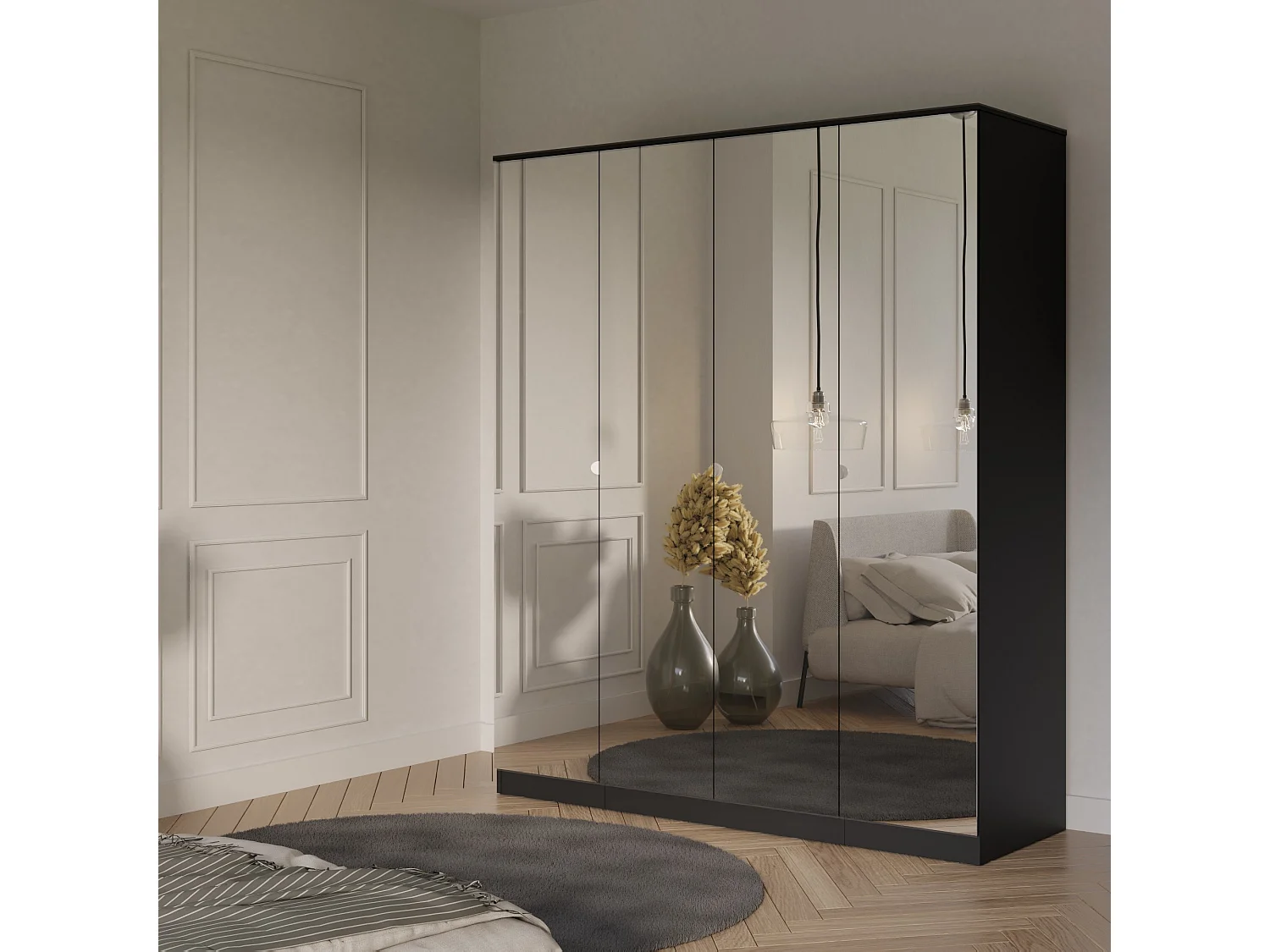 Szafa uchylna z lustrem Monza 4D 160 Czarna