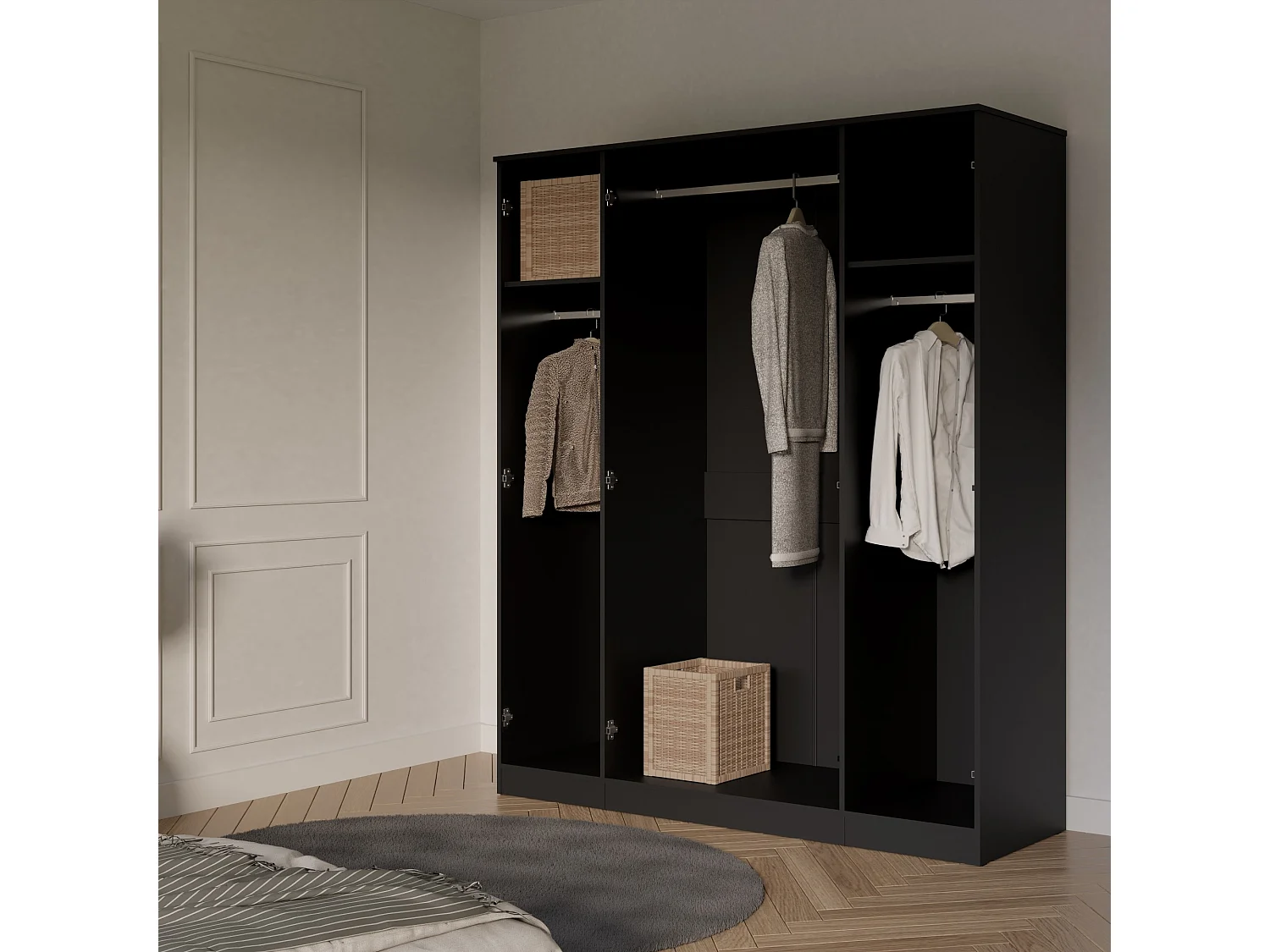 Szafa uchylna z lustrem Monza 4D 160 Czarna