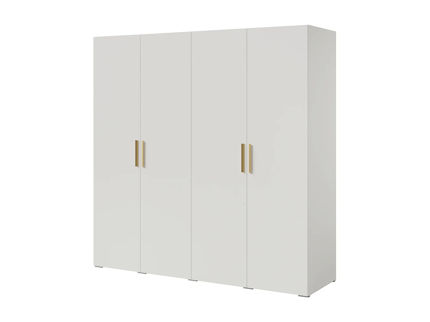 Drehtürenschrank Napoli 4D 200 Weiß (schwarzer oder goldener Griff)