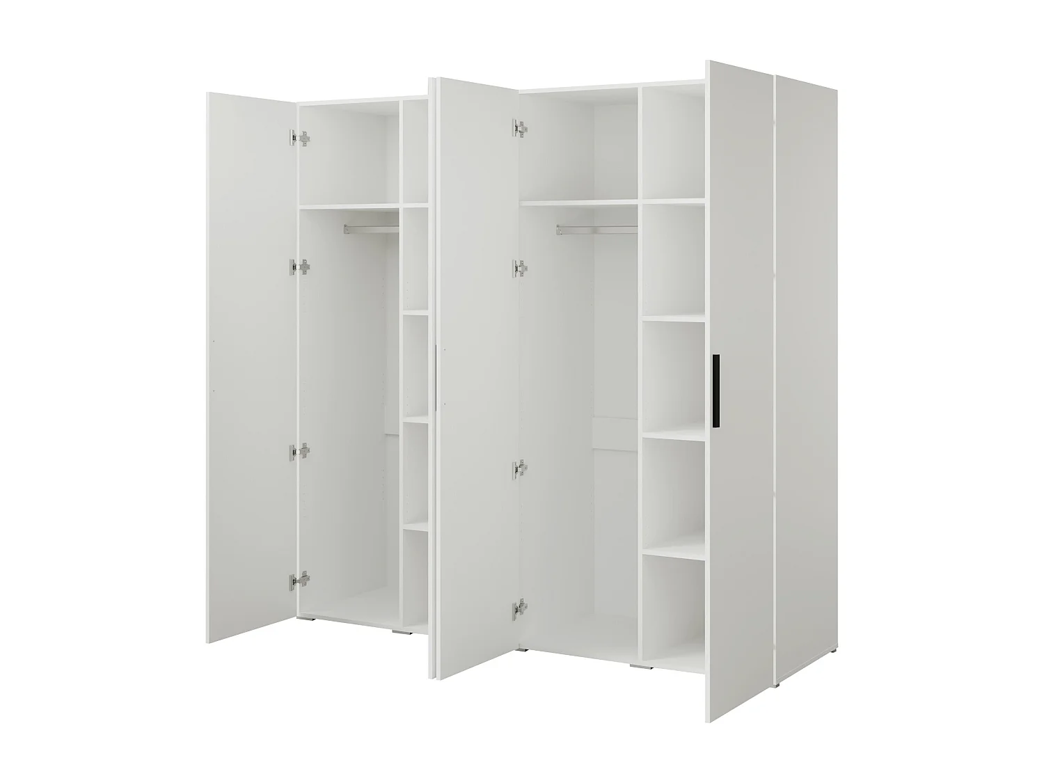 Drehtürenschrank Napoli 4D 200 Weiß (schwarzer oder goldener Griff)