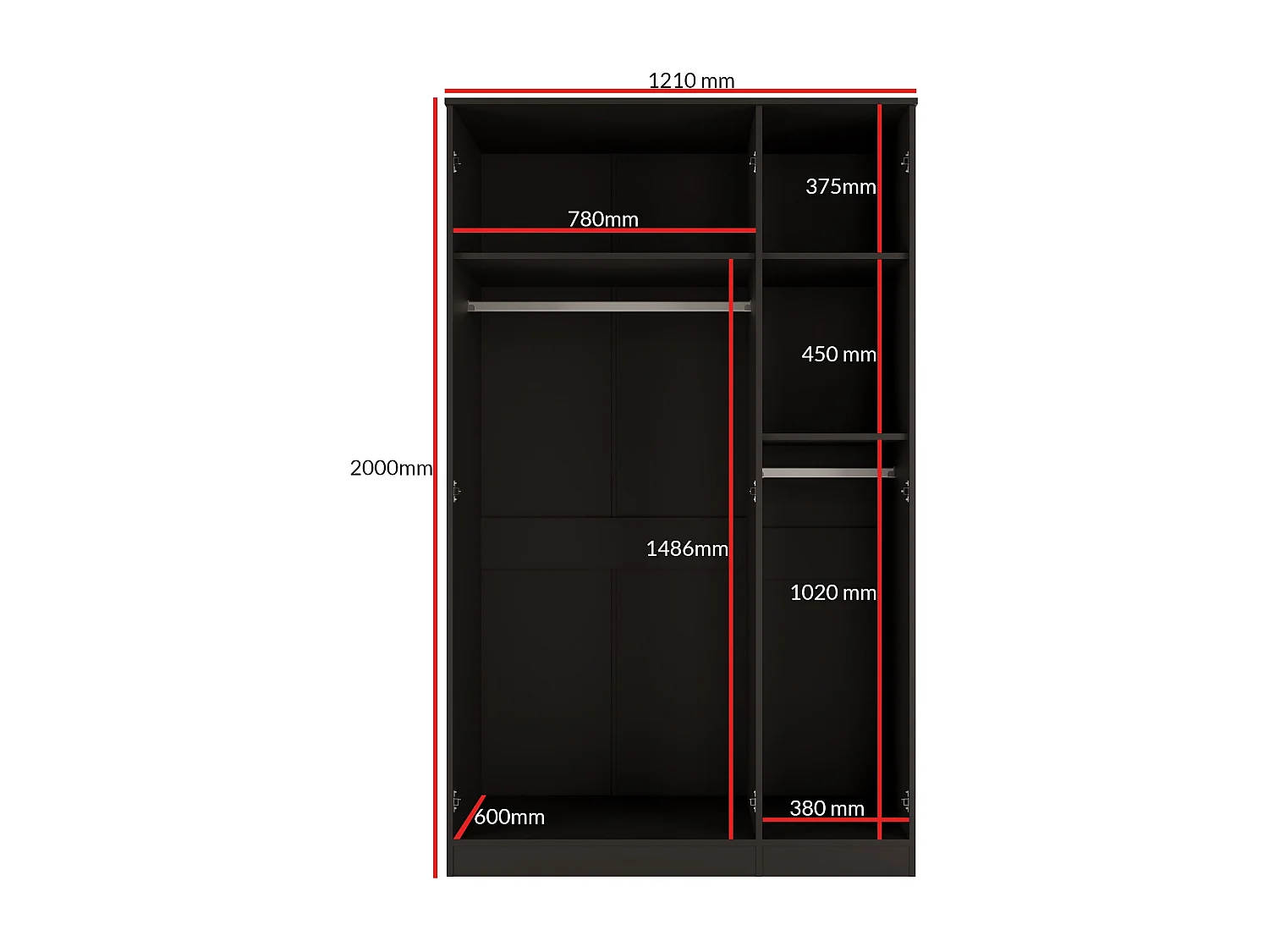 Szafa uchylna z lustrem Monza 3D 120 Czarna