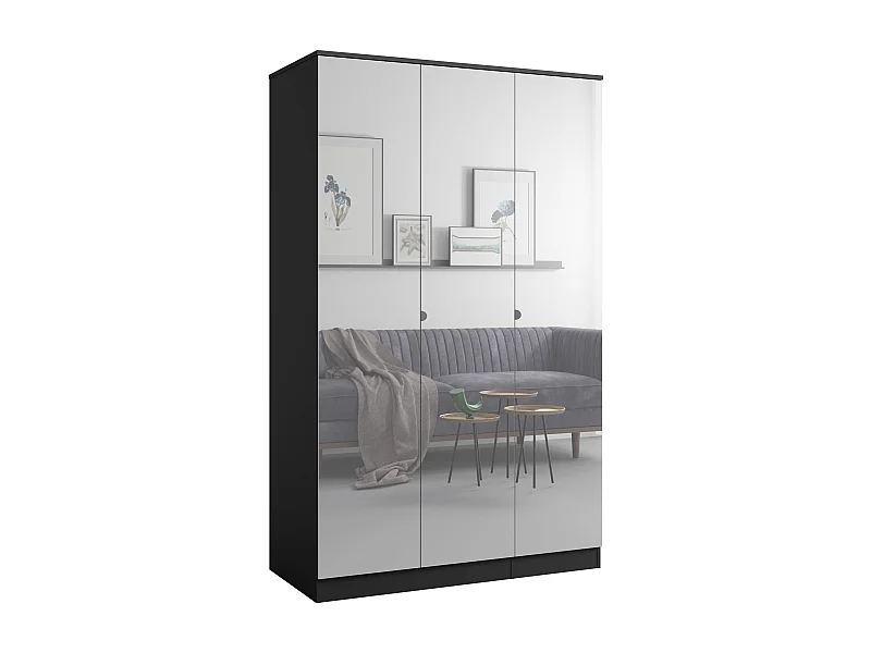 Drehtürenschrank mit Spiegel Monza 3D 120 Schwarz