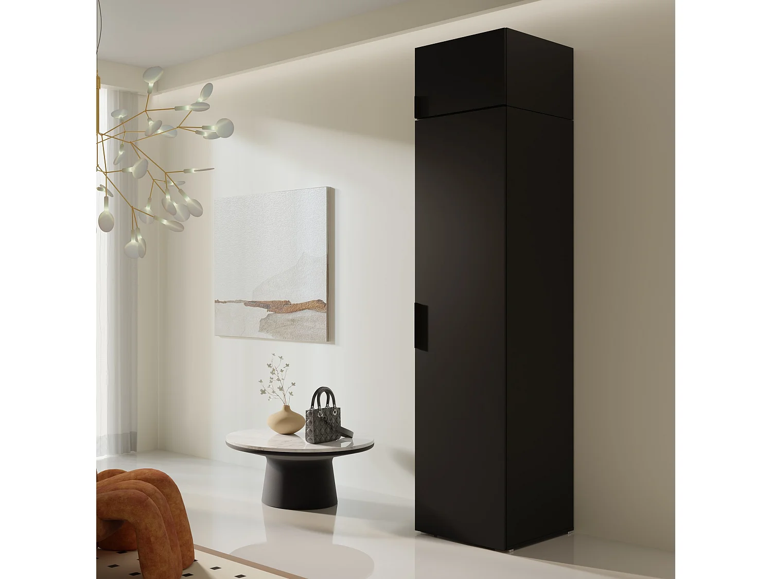 Aufsatz für Schrank Napoli 1D 50 Schwarz (schwarzer oder goldener Griff)