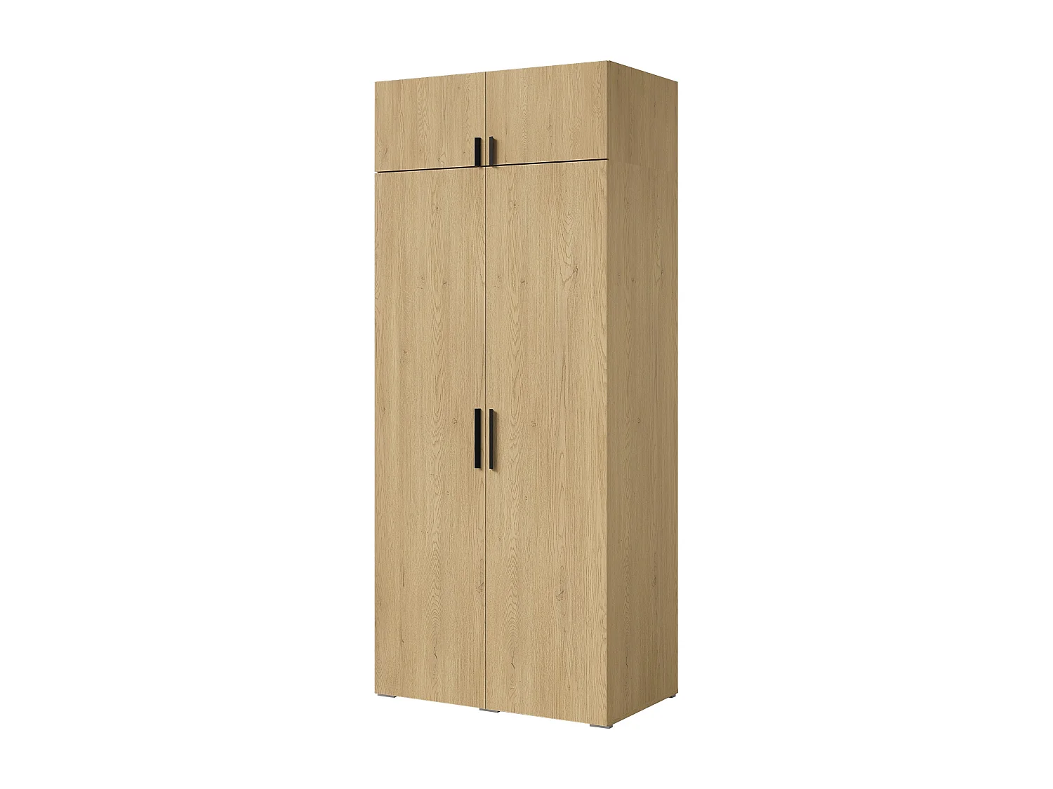 Drehtürenschrank mit Aufsatz Napoli 2D 100 Eiche Cremona (schwarzer oder goldener Griff)