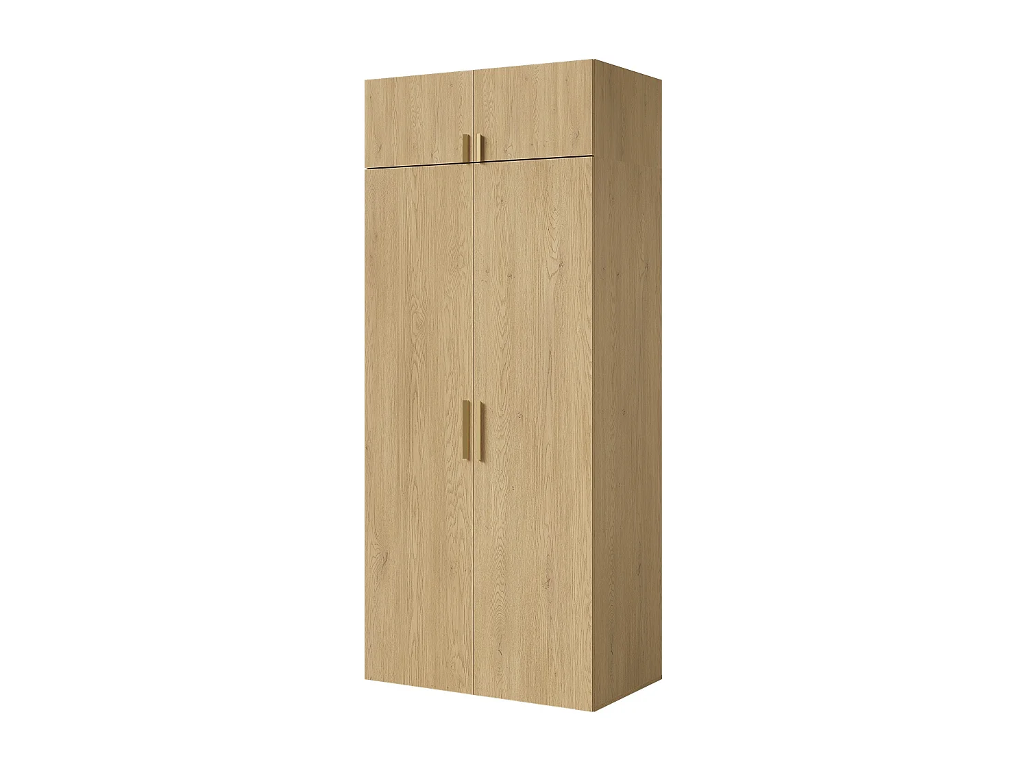 Drehtürenschrank mit Aufsatz Napoli 2D 100 Eiche Cremona (schwarzer oder goldener Griff)